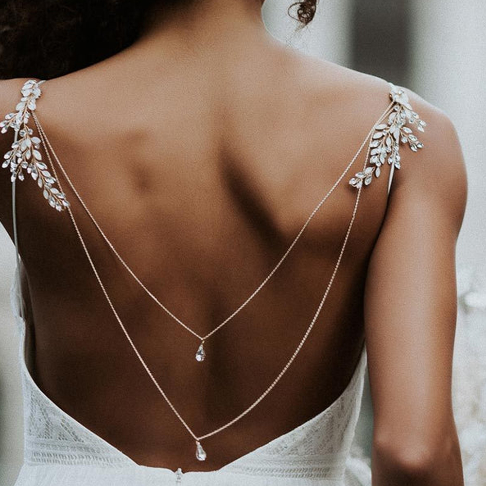 Ethnic Fashion Dress - Zircon Tassel Pendant Back Chain Necklace