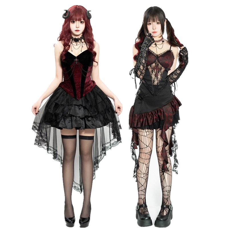 Dark Gothic Style Devil  Suit  - مراجعة Ethnic Fashion Dress وسعره