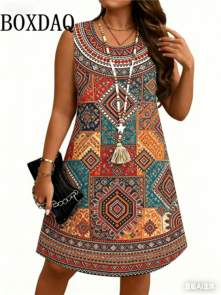 Ethnic Style Flowers 3D Print  - مراجعة Ethnic Fashion Dress وسعره