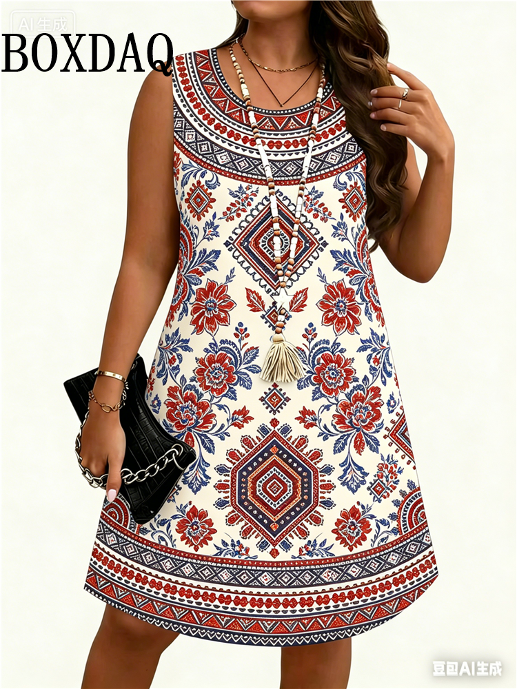 Ethnic Style Flowers 3D Print  - مراجعة Ethnic Fashion Dress وسعره