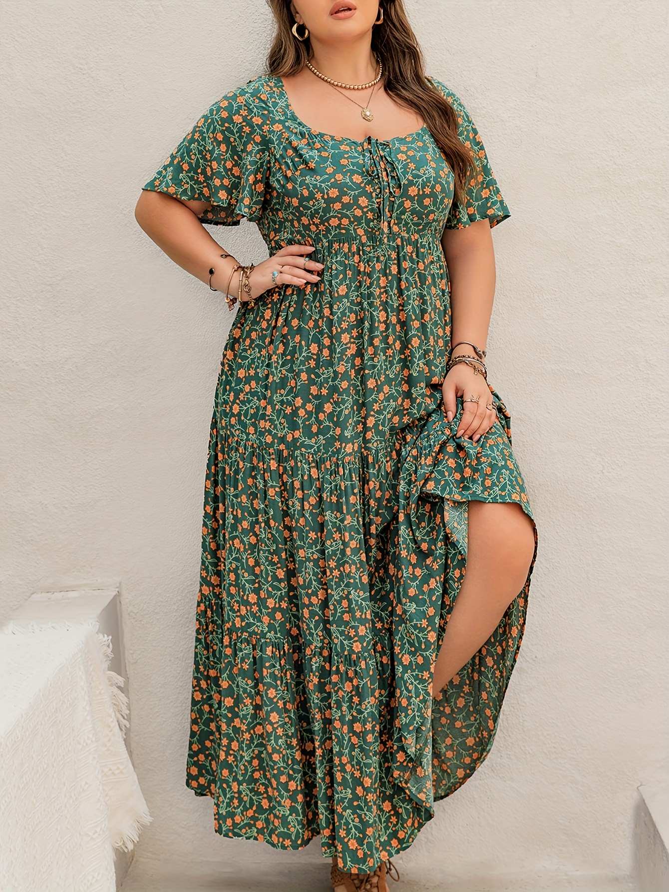 Plus Size Bohemian Long Dress  - مراجعة Ethnic Fashion Dress وسعره