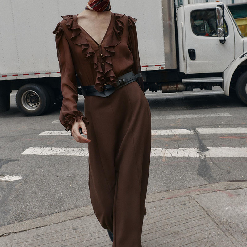 Elegant V-Neck Long Sleeve Mid - مراجعة Ethnic Fashion Dress وسعره