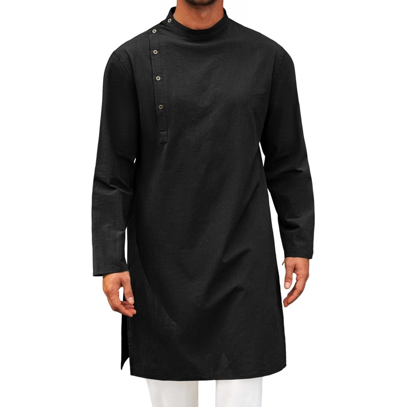 Mens Kaftan Thobe Robe Long Sl - مراجعة Kurta Men Cotton وسعره