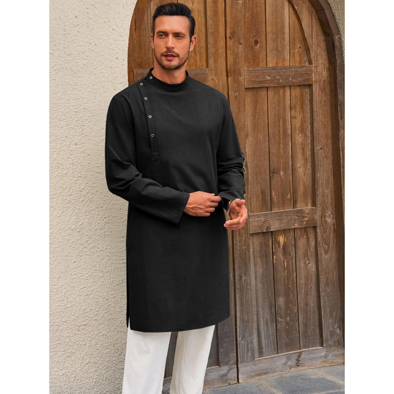 Mens Kaftan Thobe Robe Long Sl - مراجعة Kurta Men Cotton وسعره