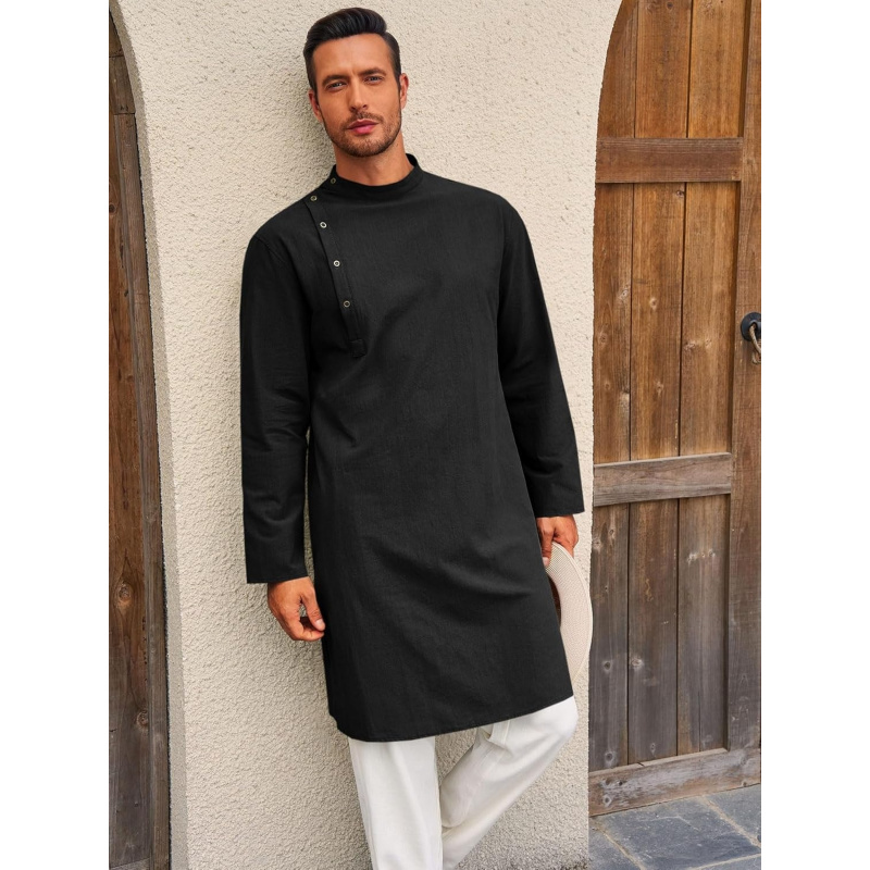 Mens Kaftan Thobe Robe Long Sl - مراجعة Kurta Men Cotton وسعره