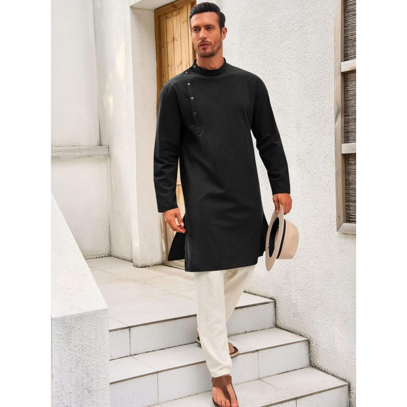 Mens Kaftan Thobe Robe Long Sl - مراجعة Kurta Men Cotton وسعره