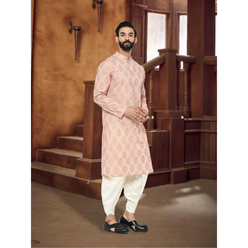 Mens Kurta - Printed Cotton Bl - مراجعة Kurta Men Cotton وسعره