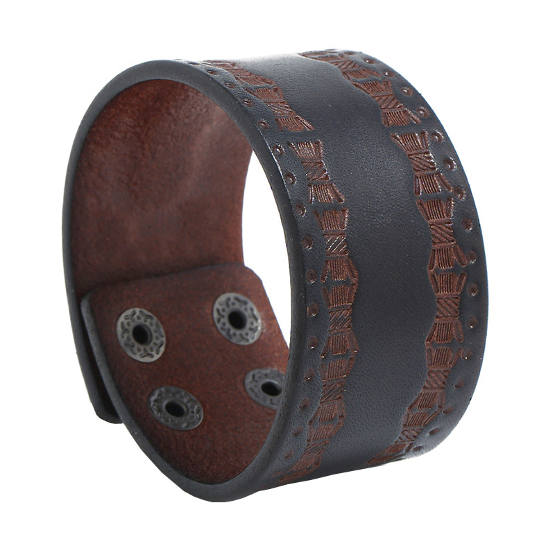 Retro Brown Wide Cowhide Brace - مراجعة Ethnic Fashion Pk وسعره