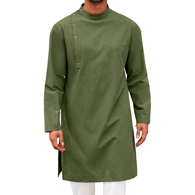 Mens Kaftan Thobe Robe Long Sl - مراجعة Kurta Men Cotton وسعره