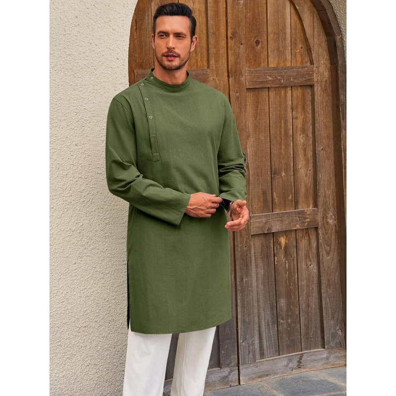 Mens Kaftan Thobe Robe Long Sl - مراجعة Kurta Men Cotton وسعره