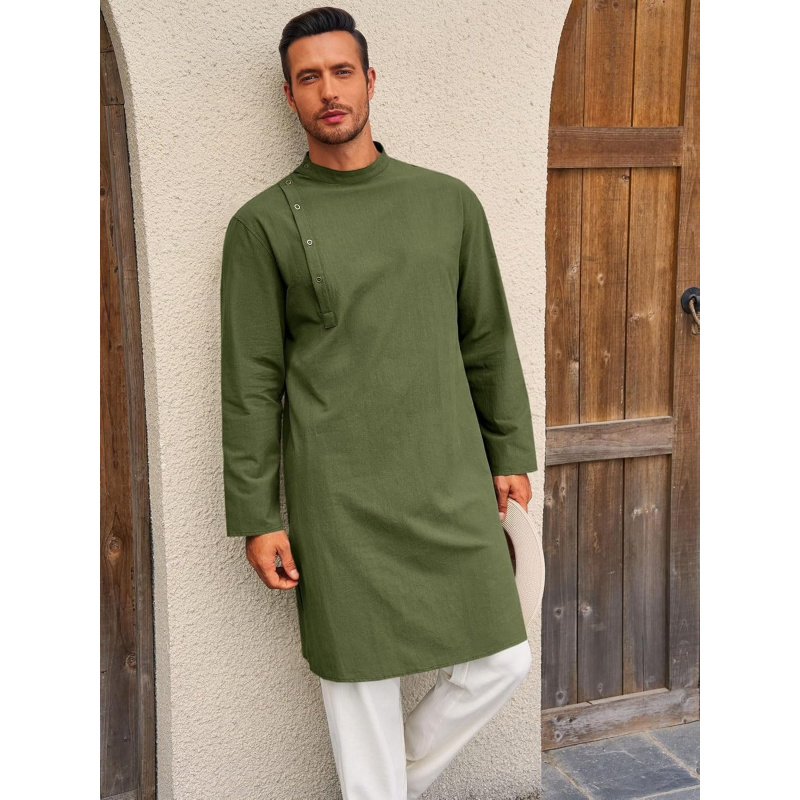 Mens Kaftan Thobe Robe Long Sl - مراجعة Kurta Men Cotton وسعره