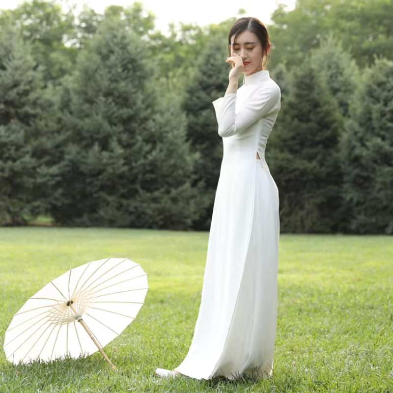 Ao Dai Vietnam Dress Women Tra - مراجعة Ao Dai Vietnam Dress وسعره