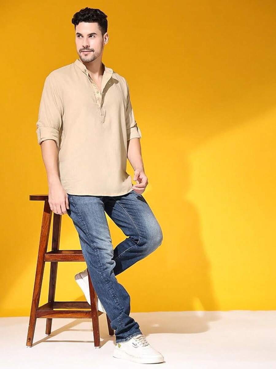 Mens Cotton Linen Kurta Shirt  - مراجعة Kurta Men Cotton وسعره