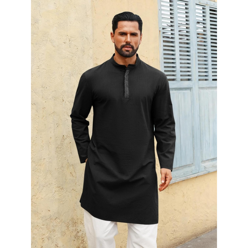 Mens Kaftan Thobe Long Sleeve  - مراجعة Kurta Men Cotton وسعره
