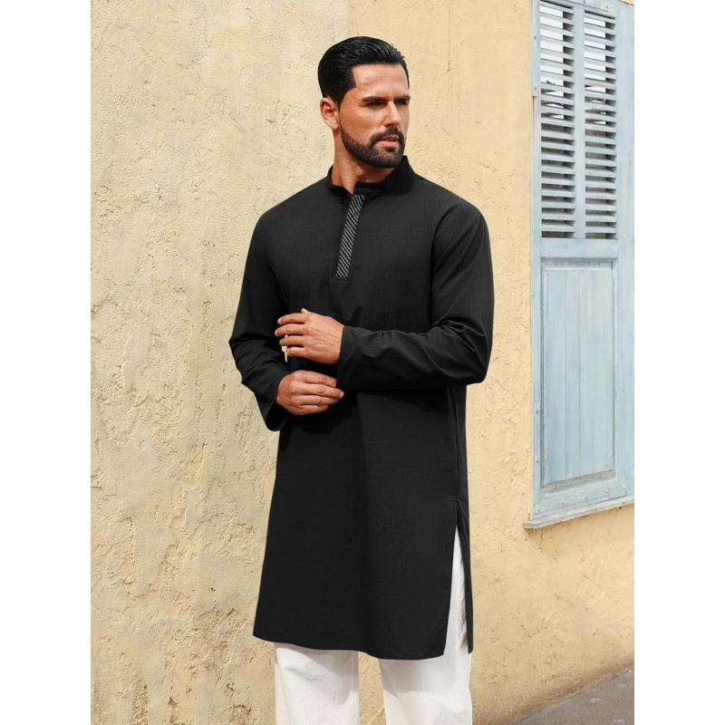 Mens Kaftan Thobe Long Sleeve  - مراجعة Kurta Men Cotton وسعره
