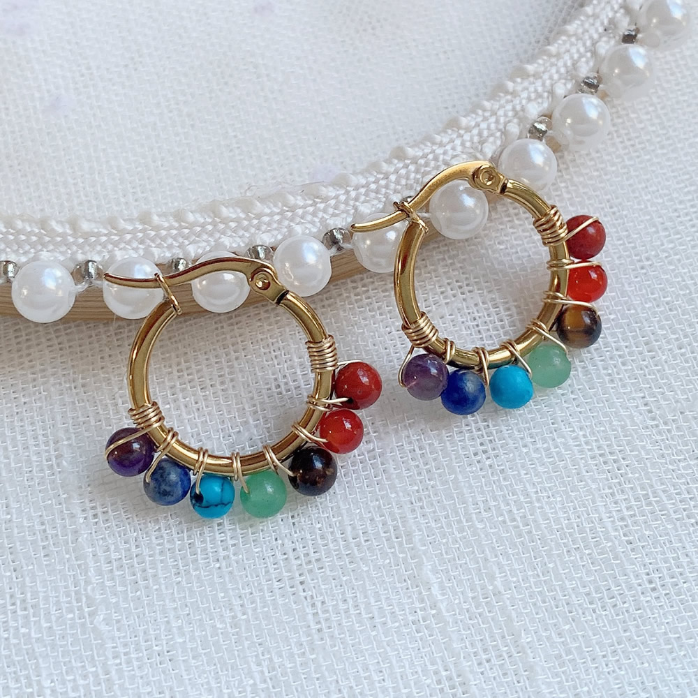 7 Chakras Natural Stone Earrin - مراجعة Aura Ethnic Fashion وسعره