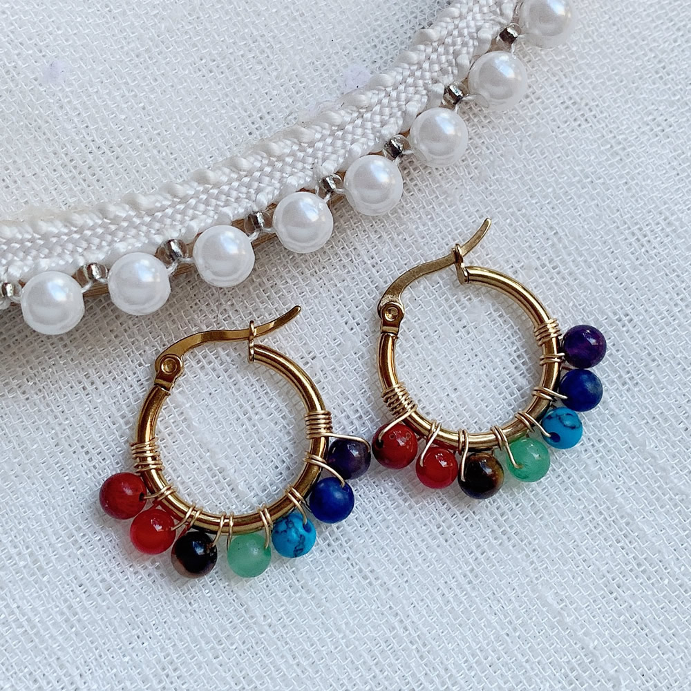 7 Chakras Natural Stone Earrin - مراجعة Aura Ethnic Fashion وسعره